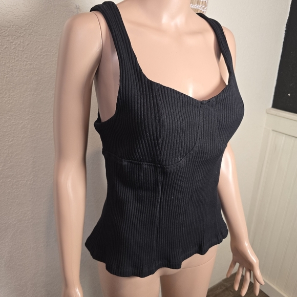 Maeve Crop Top Anthropologie Retro Black Size Xl - Picture 4 of 11